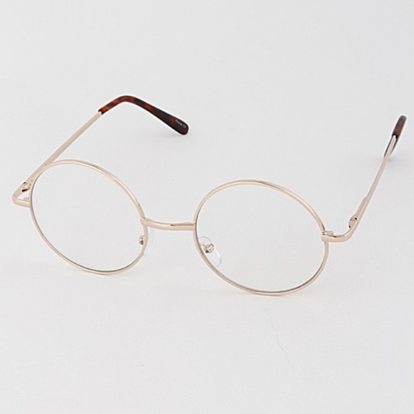 Gold Clear Circle Frame Glasses - Picture 4 of 7